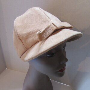 Vintage Cap Camel Color Suede Like Fabric